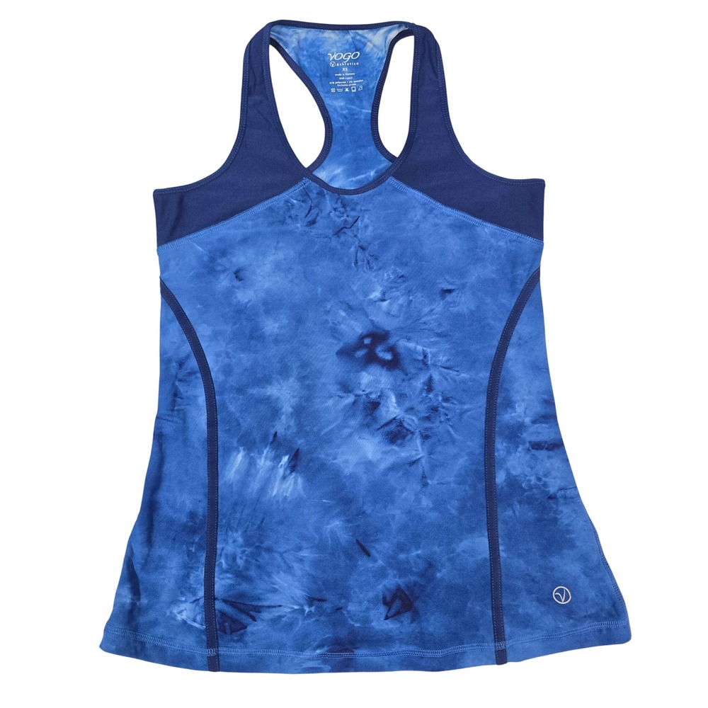 Vogo Athletica Blue Tie Dye Racerback Tank Top Womens XS Yoga Gym Activewear